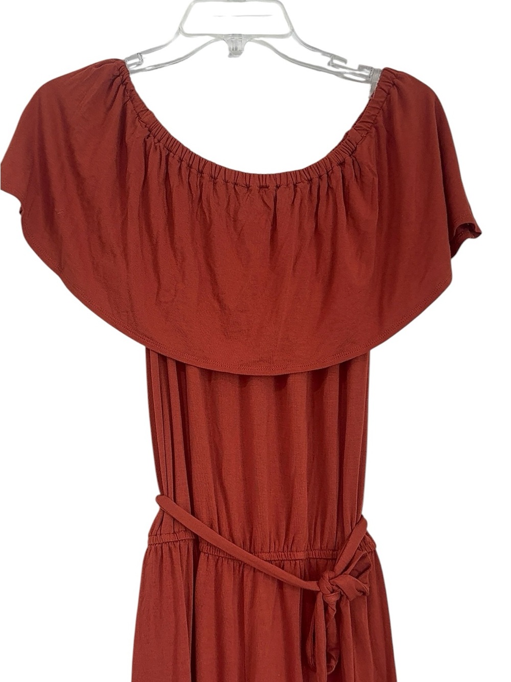 EST 1946 Terracotta Ruffle Off-The-Shoulder Romper - Boho Chic - Picture 9 of 11